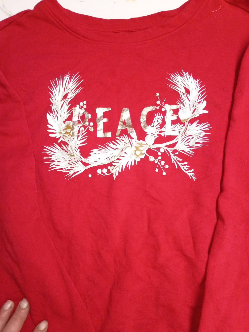 Red 'Peace' Holiday Graphic Sweater